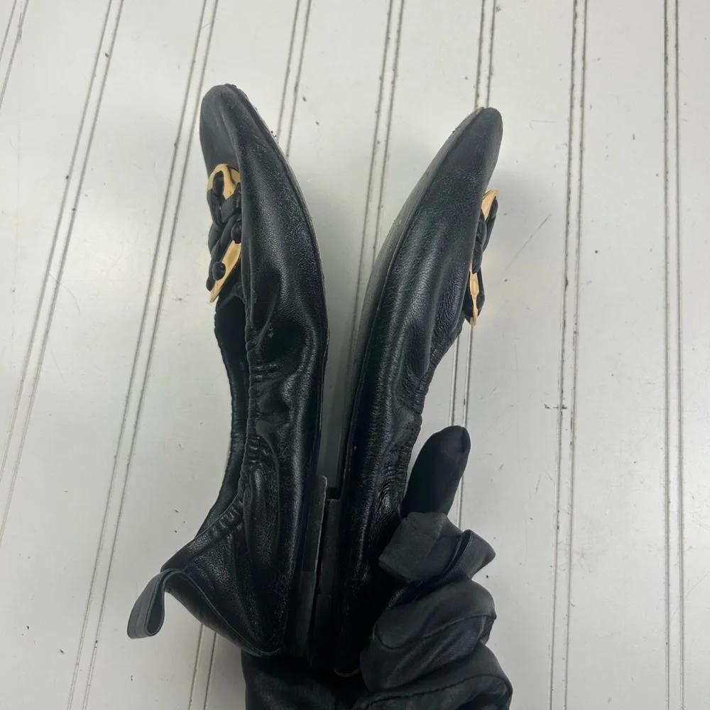 Tory Burch Vintage Melinda Scrunch Black Ballet Work Flats Women’s Size 7M $250